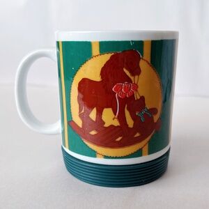 Vintage 1980s Green Rocking Horse Mug